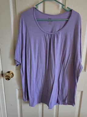 Just My Size Lavender Scoop Neck Short Sleeve Top